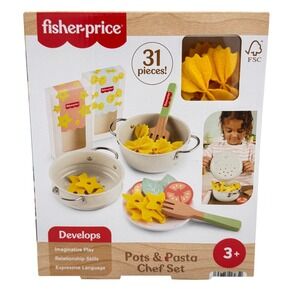 Fisher-Price Pots & Pasta Chef Set Kids One Size Tan Good 31pc Pretend Play Toy